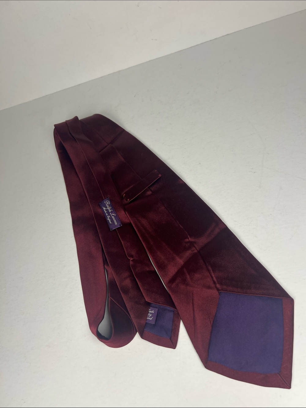 Ralph Lauren Burgundy Men's Silk Tie with Purple Label